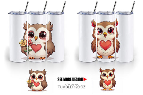 Tumbler Stitched Owl Poses Sublimation artnoy 