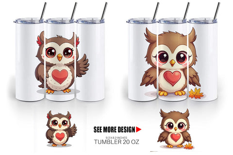 Tumbler Stitched Owl Poses Sublimation artnoy 