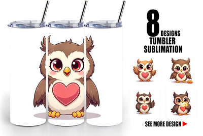 Tumbler Stitched Owl Poses Sublimation artnoy 