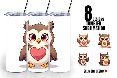 Tumbler Stitched Owl Poses Sublimation artnoy 
