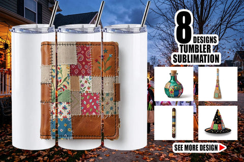 Tumbler Stitched Witchcraft Craft Patchwork Sublimation artnoy 