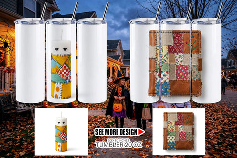 Tumbler Stitched Witchcraft Craft Patchwork Sublimation artnoy 