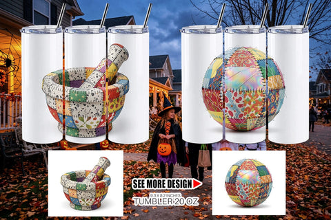 Tumbler Stitched Witchcraft Craft Patchwork Sublimation artnoy 