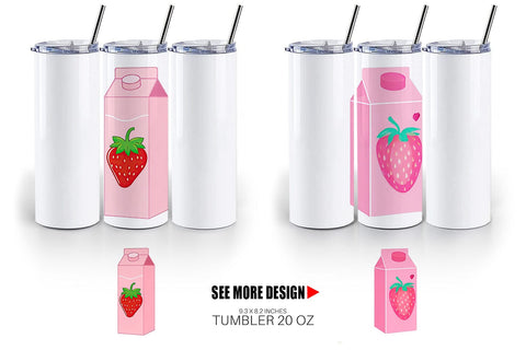 Tumbler Strawberry Milk Carton Sublimation artnoy 