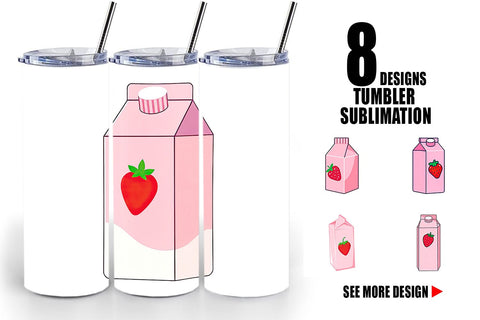 Tumbler Strawberry Milk Carton Sublimation artnoy 