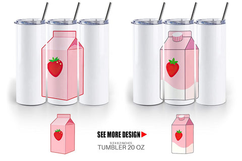 Tumbler Strawberry Milk Carton Sublimation artnoy 