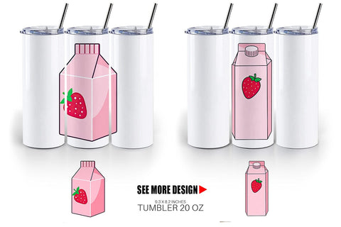 Tumbler Strawberry Milk Carton Sublimation artnoy 