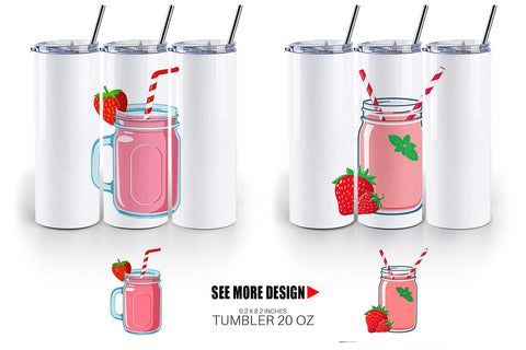 Tumbler Strawberry Smoothie Sublimation artnoy 