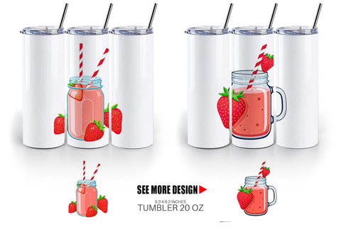 Tumbler Strawberry Smoothie Sublimation artnoy 
