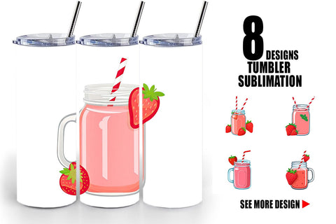 Tumbler Strawberry Smoothie Sublimation artnoy 