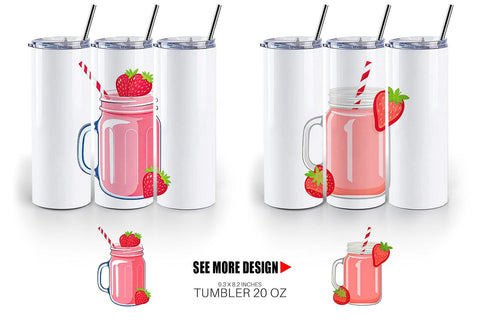 Tumbler Strawberry Smoothie Sublimation artnoy 