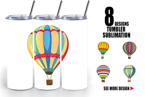 Tumbler Striped Hot Air Balloon Sublimation artnoy 