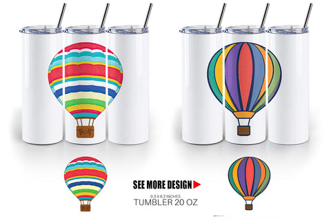 Tumbler Striped Hot Air Balloon Sublimation artnoy 