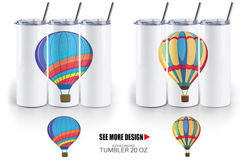 Tumbler Striped Hot Air Balloon Sublimation artnoy 