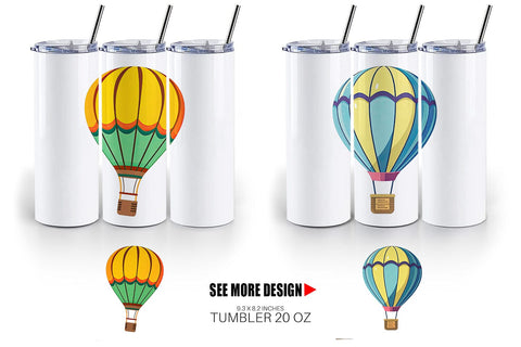 Tumbler Striped Hot Air Balloon Sublimation artnoy 