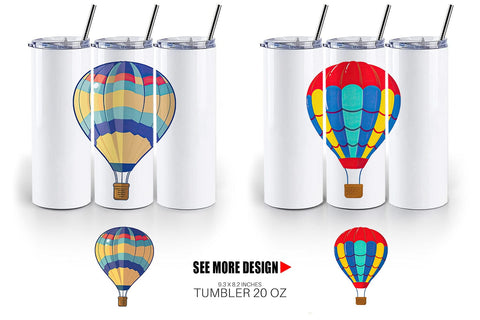 Tumbler Striped Hot Air Balloon Sublimation artnoy 