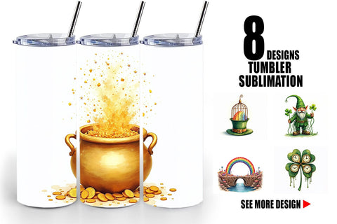 Tumbler Subconscious Shamrock Dreamy Surrealist St. Paddy's Sublimation artnoy 