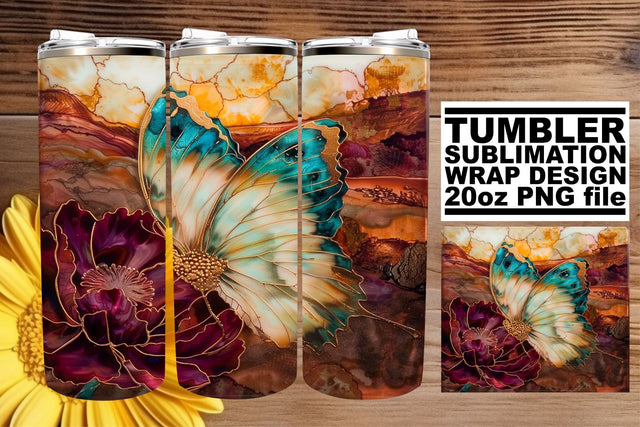 Tumbler Sublimation 3D Butterfly Sublimation afrosvg 
