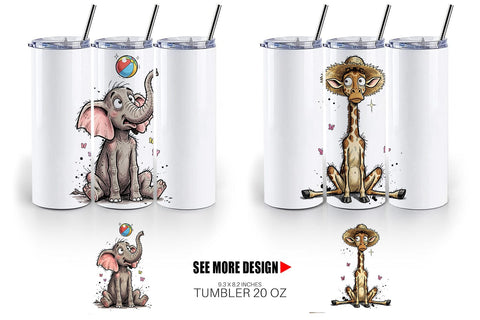 Tumbler Summer Animal Sketch Party Sublimation artnoy 