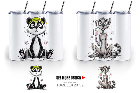 Tumbler Summer Animal Sketch Party Sublimation artnoy 