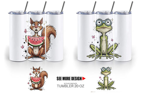 Tumbler Summer Animal Sketch Party Sublimation artnoy 