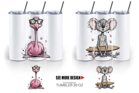 Tumbler Summer Animal Sketch Party Sublimation artnoy 