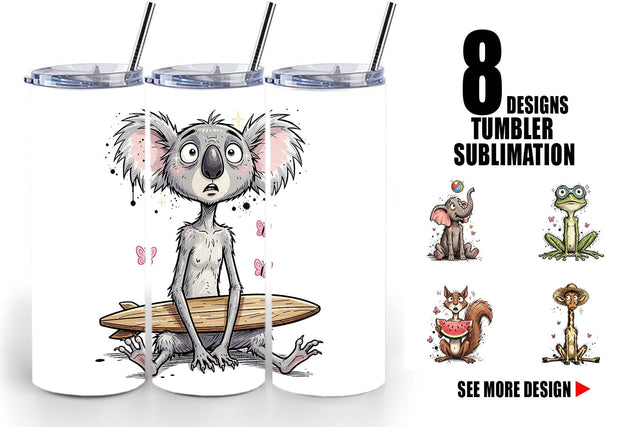 Tumbler Summer Animal Sketch Party Sublimation artnoy 