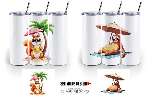 Tumbler Summer Animals Sublimation artnoy 