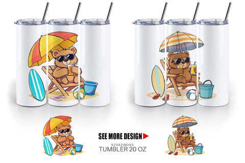 Tumbler Summer Bear Sublimation artnoy 