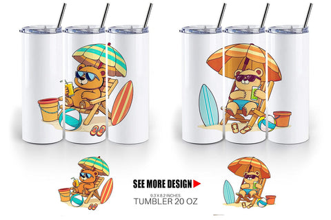 Tumbler Summer Bear Sublimation artnoy 