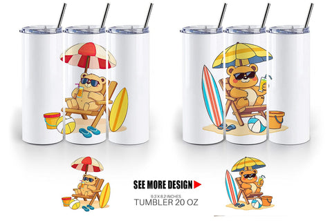 Tumbler Summer Bear Sublimation artnoy 
