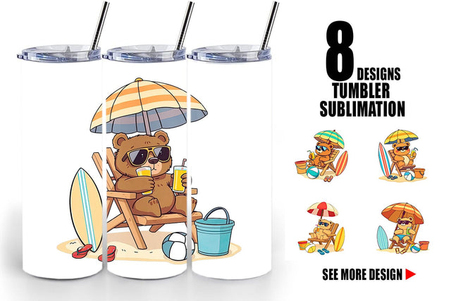 Tumbler Summer Bear Sublimation artnoy 