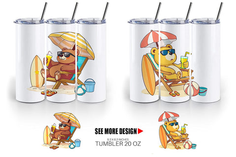 Tumbler Summer Bear Sublimation artnoy 