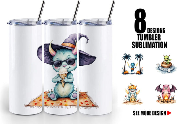 Tumbler Summer Break Monsters Sublimation artnoy 