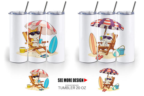 Tumbler Summer Cat Sublimation artnoy 