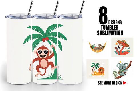 Tumbler Summer Day Animal Sublimation artnoy 