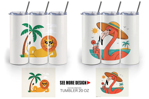 Tumbler Summer Day Animal Sublimation artnoy 