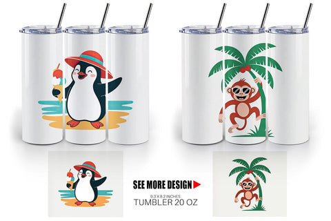 Tumbler Summer Day Animal Sublimation artnoy 