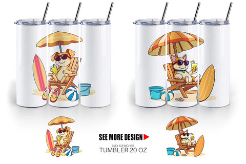 Tumbler Summer Dog Sublimation artnoy 