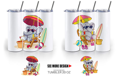 Tumbler Summer Elephant Sublimation artnoy 