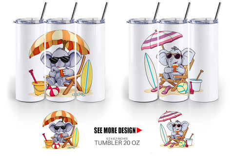 Tumbler Summer Elephant Sublimation artnoy 