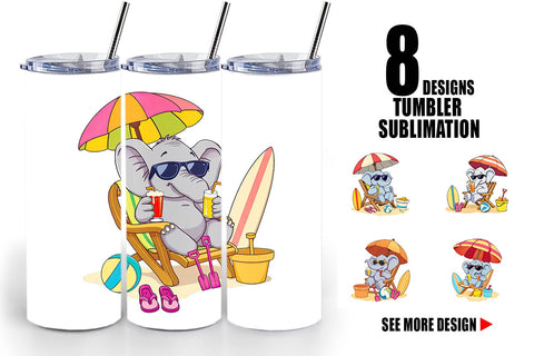Tumbler Summer Elephant Sublimation artnoy 