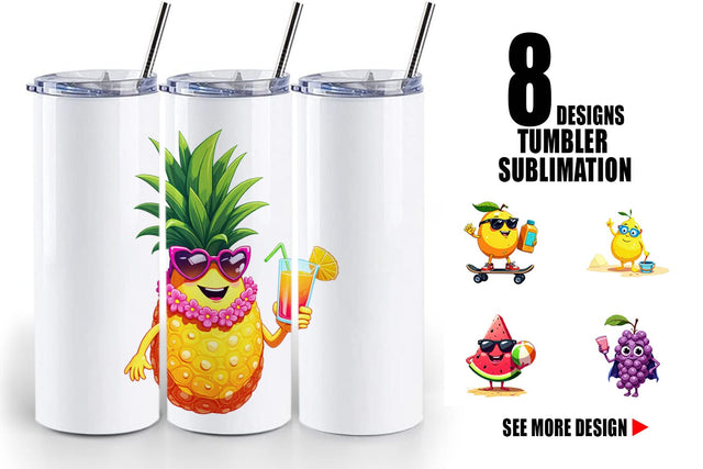Tumbler Summer Fruit Faces Sublimation artnoy 