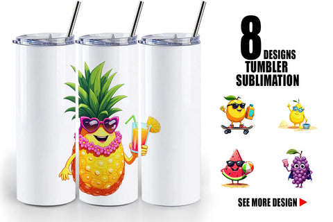 Tumbler Summer Fruit Faces Sublimation artnoy 