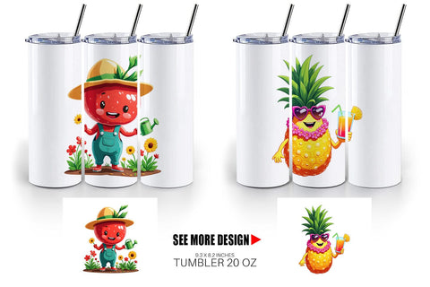 Tumbler Summer Fruit Faces Sublimation artnoy 