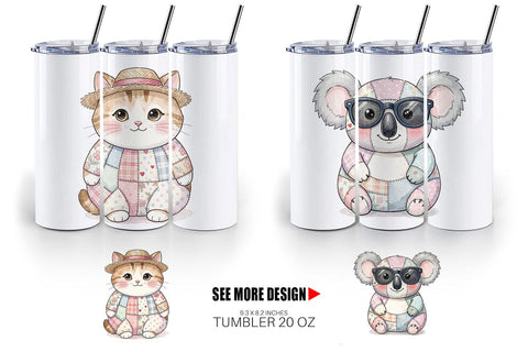 Tumbler Summer Fun Patchwork Animal Sublimation artnoy 