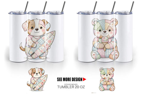Tumbler Summer Fun Patchwork Animal Sublimation artnoy 