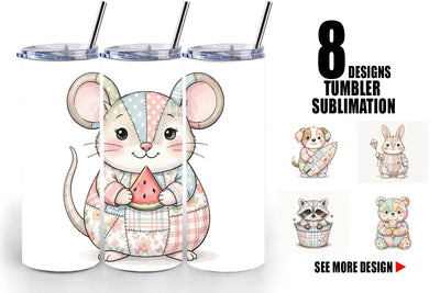 Tumbler Summer Fun Patchwork Animal Sublimation artnoy 