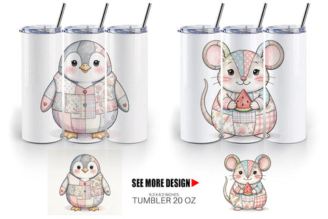 Tumbler Summer Fun Patchwork Animal Sublimation artnoy 