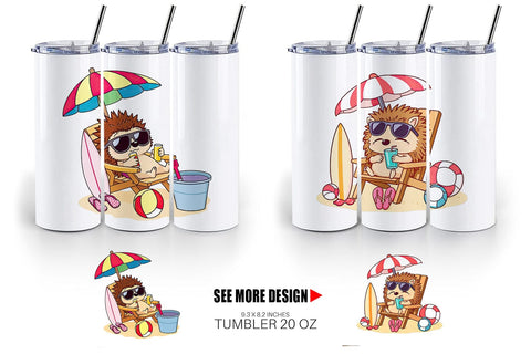 Tumbler Summer Hedgehog Sublimation artnoy 